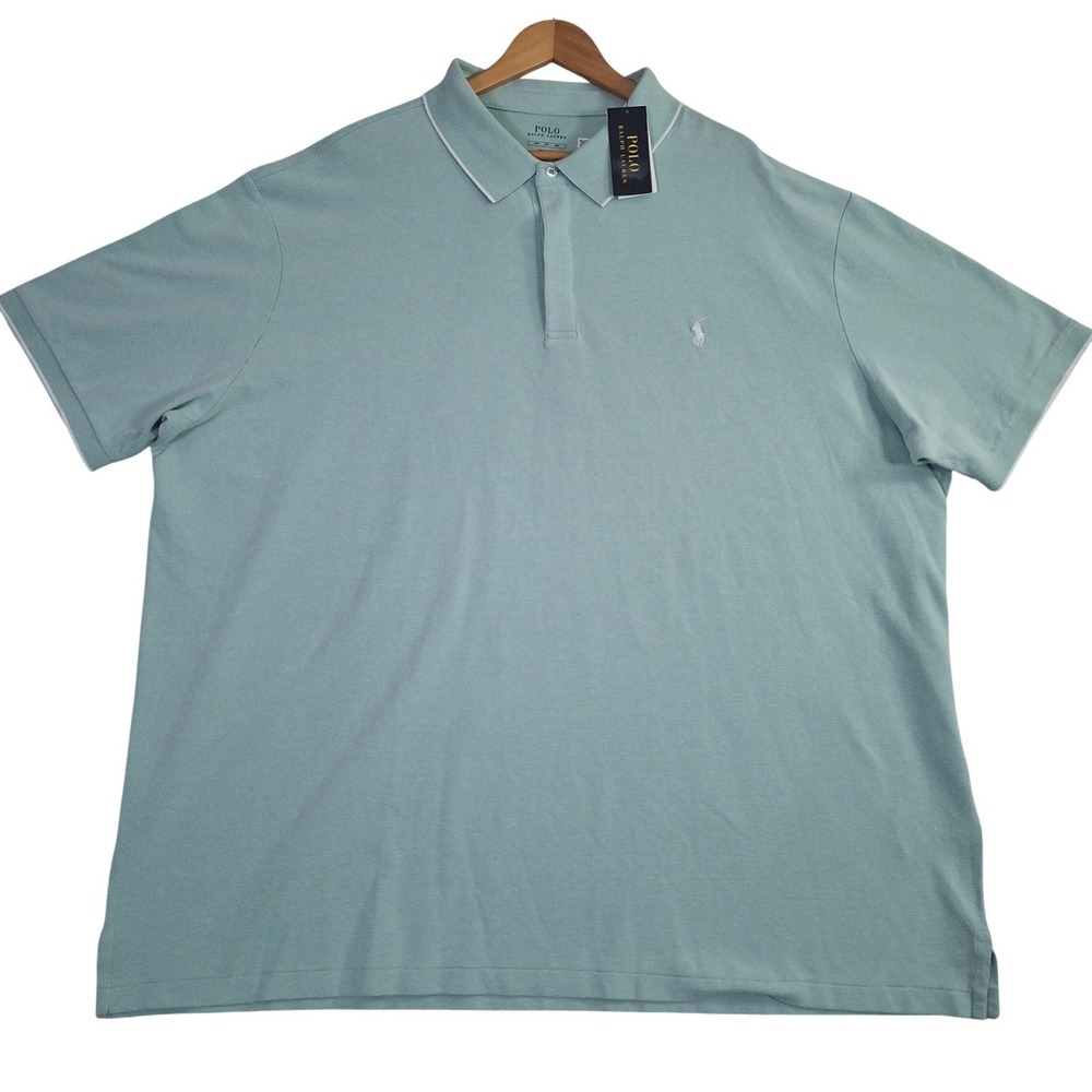 Polo Ralph Lauren Tipped Polo Shirt Men's 4XB Green Mesh Short Sleeve Big & Tall